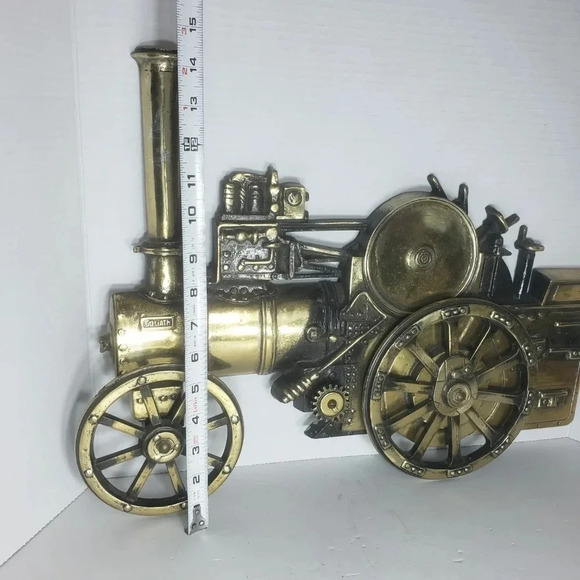 Vintage Cast Metal Steam Engine Train Wall Plaque Brass Tone. - Picture 3 of 7